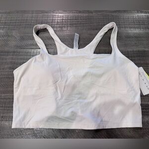 White Ribbed Cropped Tank with Built-in Bra